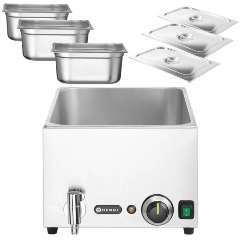 Bemar Elektryczny Bufetowy GN 1/3 3 Pojemniki z Pokrywkami Hendi 238912