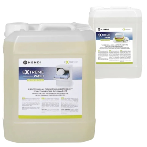Płyny do Zmywarek Gastronomicznych Myjący 20L i Nabłyszczający 5L Hendi