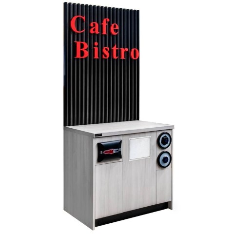 Kącik kawowy sklepowy H219 L94 G64 cm wykończenie wiąz liberty MPP000279