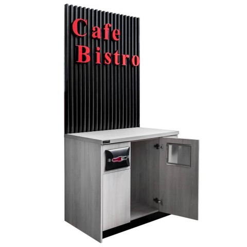 Kącik kawowy sklepowy H219 L94 G64 cm wykończenie wiąz liberty MPP000279