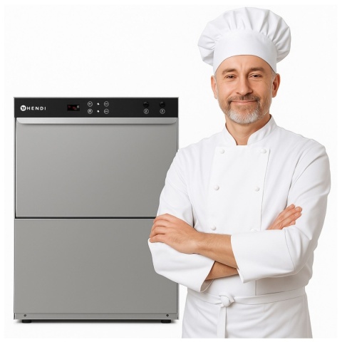 Zmywarka do Naczyń Gastronomiczna z Pompą Spustową i Dozownikami 230/400V Hendi 237366