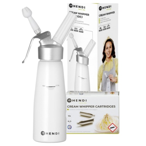 Domowy Syfon do Bitej Śmietany Hendi 0,5L + 10 Naboi N2O ZESTAW PREZENTOWY