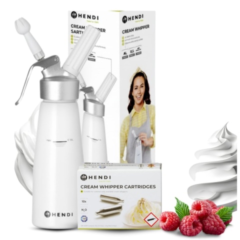 Domowy Syfon do Bitej Śmietany Hendi 0,5L + 10 Naboi N2O ZESTAW PREZENTOWY
