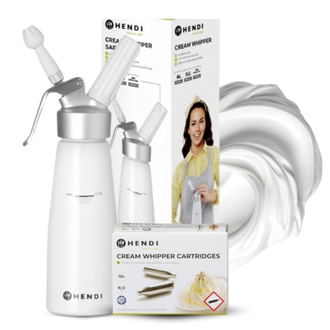 Domowy Syfon do Bitej Śmietany Hendi 0,5L + 10 Naboi N2O ZESTAW PREZENTOWY