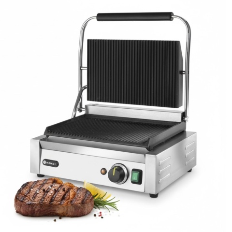 Elektryczny Grill Kontaktowy Panini Średni Ryflowany 34x23 Hendi 263655