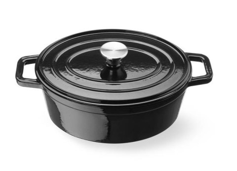 Garnek Żeliwny Owalny Emaliowany 4,4L Czarny 365x290x115 mm Hendi 626887