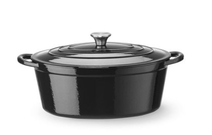 Garnek Żeliwny Owalny Emaliowany 6,88L Czarny 405x255x134 mm Hendi 626863