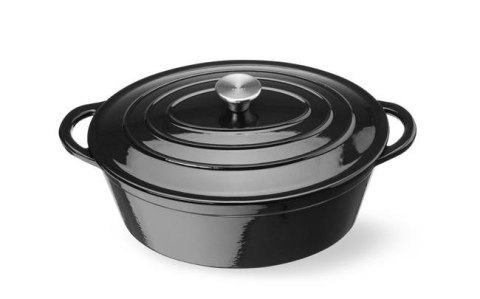 Garnek Żeliwny Owalny Emaliowany 6,88L Czarny 405x255x134 mm Hendi 626863