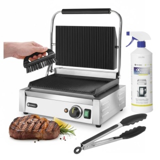 Grill Kontaktowy PANINI Hendi Elektryczny Ryflowany 34x23 cm + Gratis (Zestaw L)