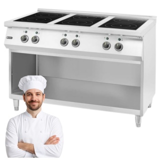 Kuchnia Indukcyjna Gastronomiczna 6-Palnikowa 400V 25,5 kW 1200x700 mm Hendi 237397