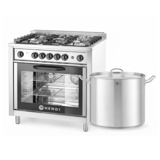 Kuchnia Gazowa Hendi 5-Palników z Piekarnikiem + Garnek 20l (Zestaw S)
