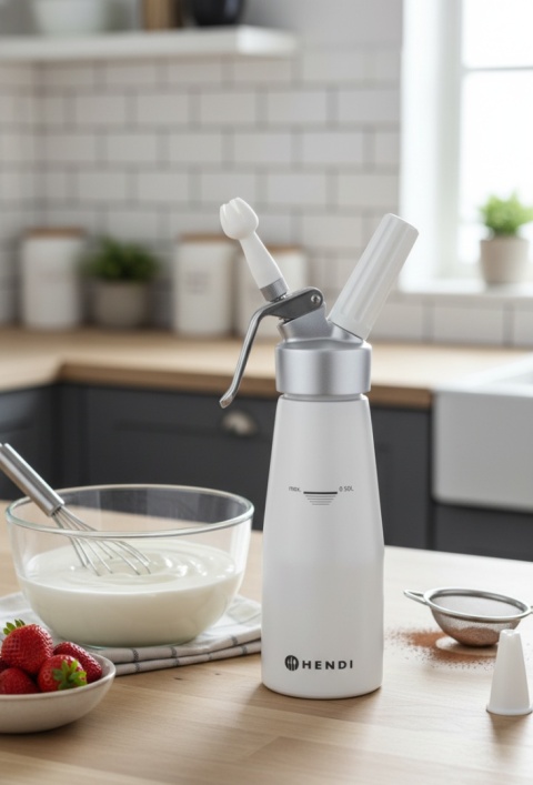 Domowy Syfon do Bitej Śmietany Hendi 0,5L + 10 Naboi N2O ZESTAW PREZENTOWY