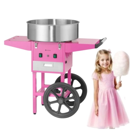 Urządzenie Do Waty Cukrowej Z Wózkiem 1130W Pastelowy Różowy Hendi 282809