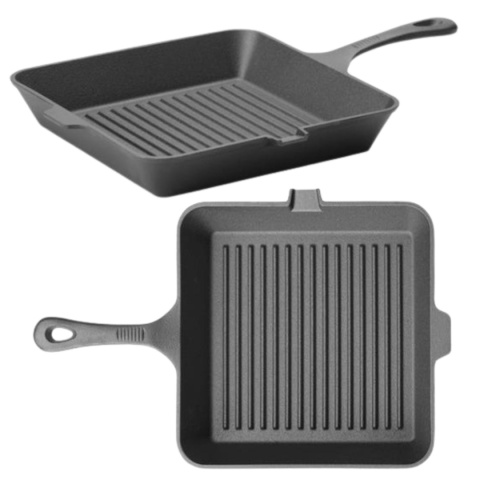 Patelnia Żeliwna Grillowa Czarna 250x250x50 mm Hendi 629369