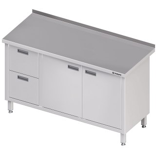 Stół przyścienny z blokiem dwóch szuflad (L) drzwi skrzydłowe 1400x700x850 mm Stalgast 980327140