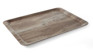 Antypoślizgowa taca wzór ciemne drewno laminat 370x530 Hendi 508954