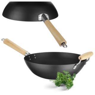 Wok ze Stali Węglowej z Drewnianym Uchwytem ⌀324x565 Hendi 627907