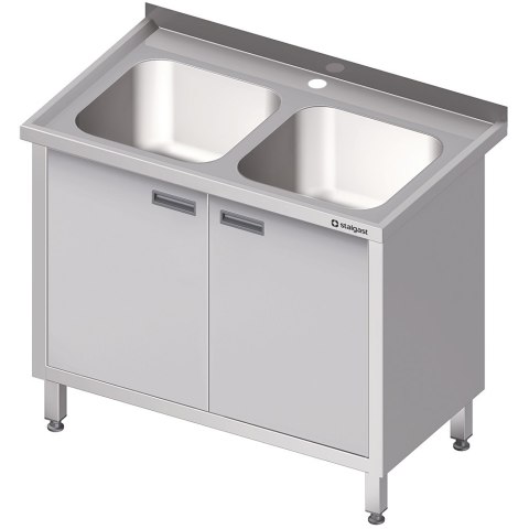 Stół ze zlewem 2-kom. drzwi skrzydłowe 1000x600x850 mm Stalgast 980866100