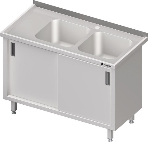 Stół ze zlewem 2-kom. (P) drzwi suwane 1500x600x850 mm Stalgast 980906150