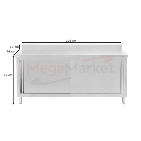 Stół przyścienny inox z szafką 200x70x85 gastronomiczny MTP001865