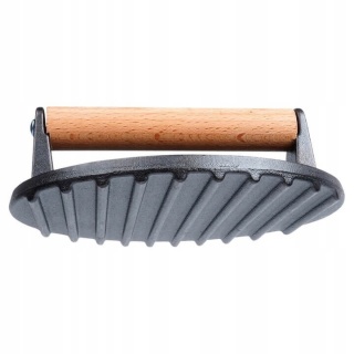 Żeliwna Prasa do Burgerów śr.175mm z Drewnianą Rączką CM3007