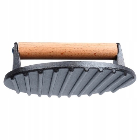 Żeliwna Prasa do Burgerów śr.175mm z Drewnianą Rączką CM3007