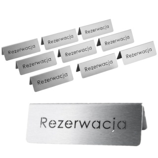 Zestaw 10x Metalowych Tabliczek Rezerwacja do Restauracji Stalgast 486025