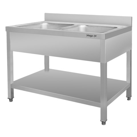 Zlew gastronomiczny dwukomorowy z maskownicą i półką 120x70x85 MTP005141