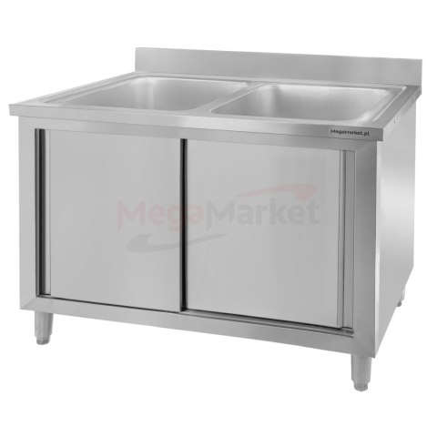 Zlew gastronomiczny spawany 2 komory z szafką 120x60x85 inox MTP001791