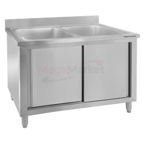 Zlew gastronomiczny spawany 2 komory z szafką 120x60x85 inox MTP001791