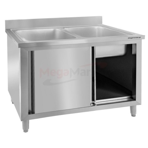 Zlew gastronomiczny spawany 2 komory z szafką 120x60x85 inox MTP001791