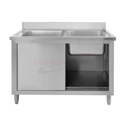 Zlew gastronomiczny spawany 2 komory z szafką 120x60x85 inox MTP001791