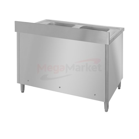 Zlew gastronomiczny spawany 2 komory z szafką 120x60x85 inox MTP001791