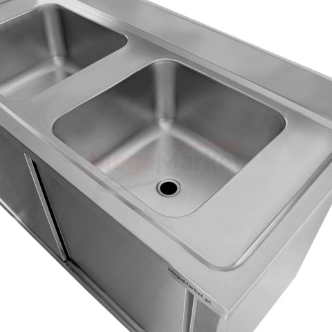 Zlew gastronomiczny spawany 2 komory z szafką 120x60x85 inox MTP001791