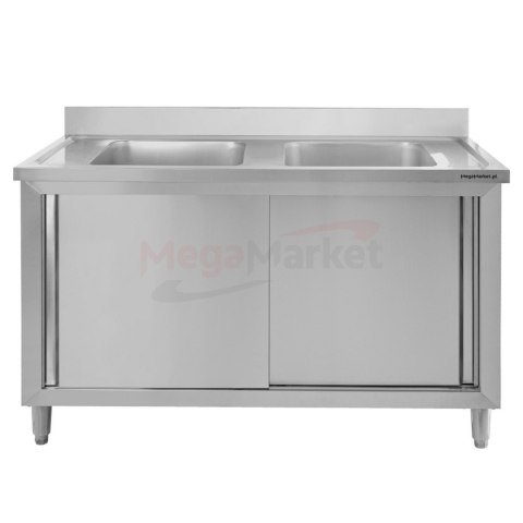 Zlew gastronomiczny spawany 2 komory z szafką 120x60x85 inox MTP001791