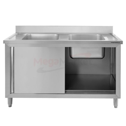 Zlew gastronomiczny spawany 2 komory z szafką 120x60x85 inox MTP001791