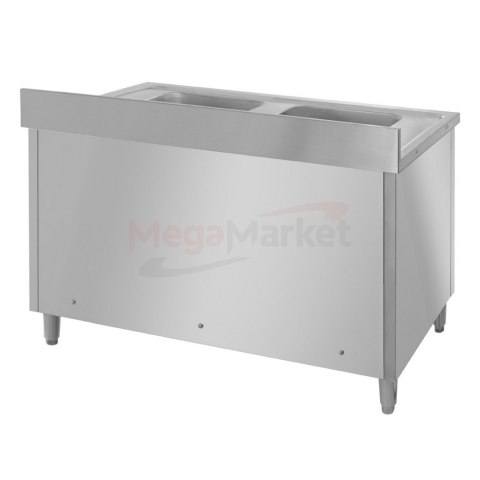 Zlew gastronomiczny spawany 2 komory z szafką 120x60x85 inox MTP001791