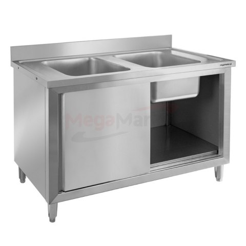 Zlew gastronomiczny spawany 2 komory z szafką 120x60x85 inox MTP001791