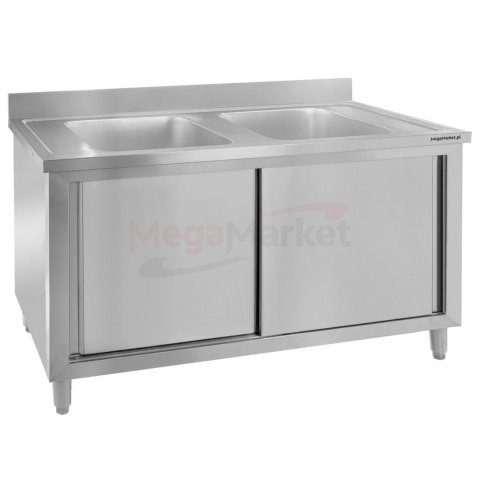 Zlew gastronomiczny spawany 2 komory z szafką 120x60x85 inox MTP001791