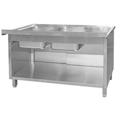 Zlew gastronomiczny spawany 2 komory z szafką 140x60x85 inox MTP005063