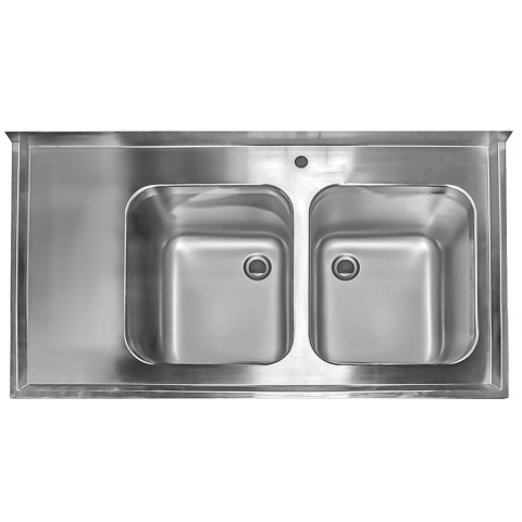 Zlew gastronomiczny spawany 2 komory z szafką 140x60x85 inox MTP005063