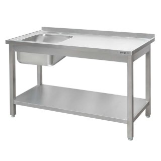 Zlew gastronomiczny spawany lewostronny z półką 180x60x85 stal nierdzewna MTP005134