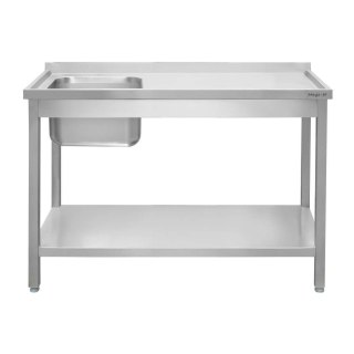 Zlew gastronomiczny spawany lewostronny z półką 180x60x85 stal nierdzewna MTP005134