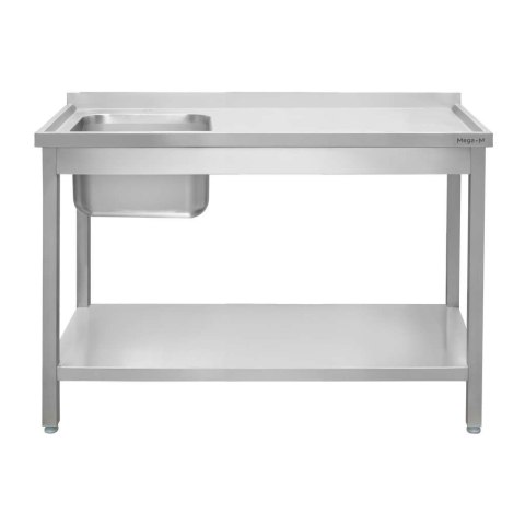 Zlew gastronomiczny spawany lewostronny z półką 180x60x85 stal nierdzewna MTP005134