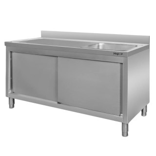 Zlew gastronomiczny spawany prawostronny z szafką 160x60x85 stal nierdzewna MTP001847