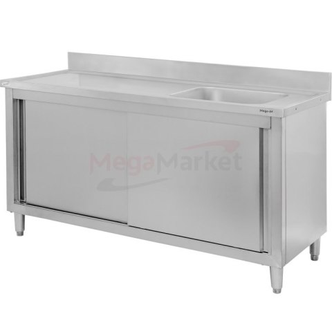 Zlew gastronomiczny spawany prawostronny z szafką 160x60x85 stal nierdzewna MTP001847