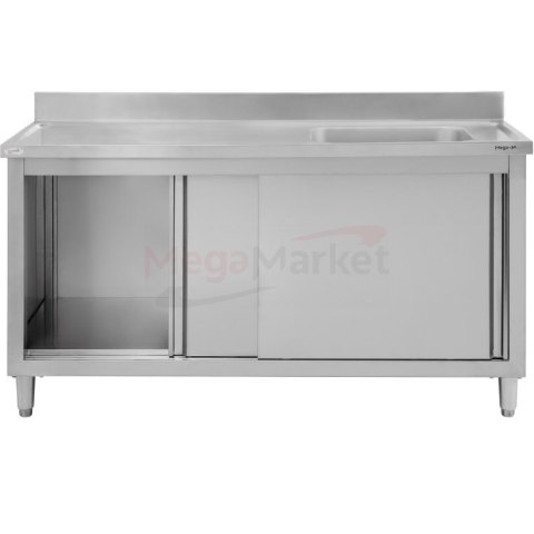 Zlew gastronomiczny spawany prawostronny z szafką 160x60x85 stal nierdzewna MTP001847