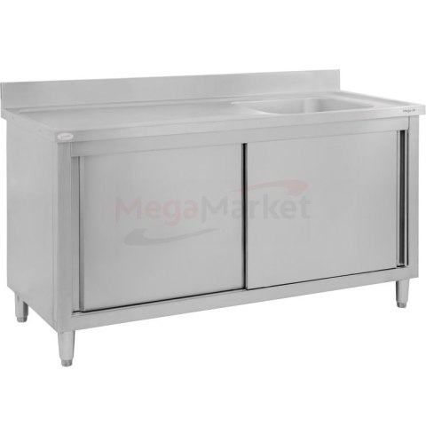 Zlew gastronomiczny spawany prawostronny z szafką 160x60x85 stal nierdzewna MTP001847