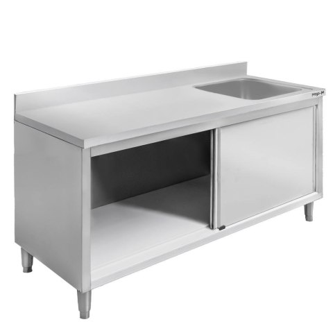Zlew gastronomiczny spawany prawostronny z szafką 160x60x85 stal nierdzewna MTP001847