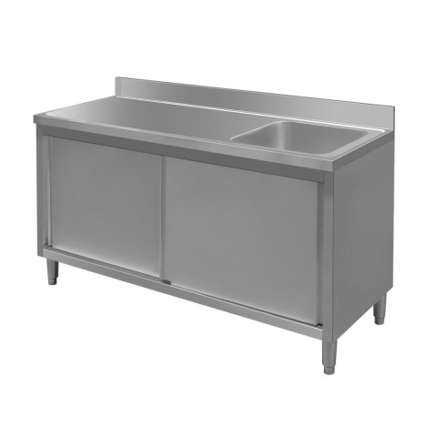 Zlew gastronomiczny spawany prawostronny z szafką 160x60x85 stal nierdzewna MTP001847